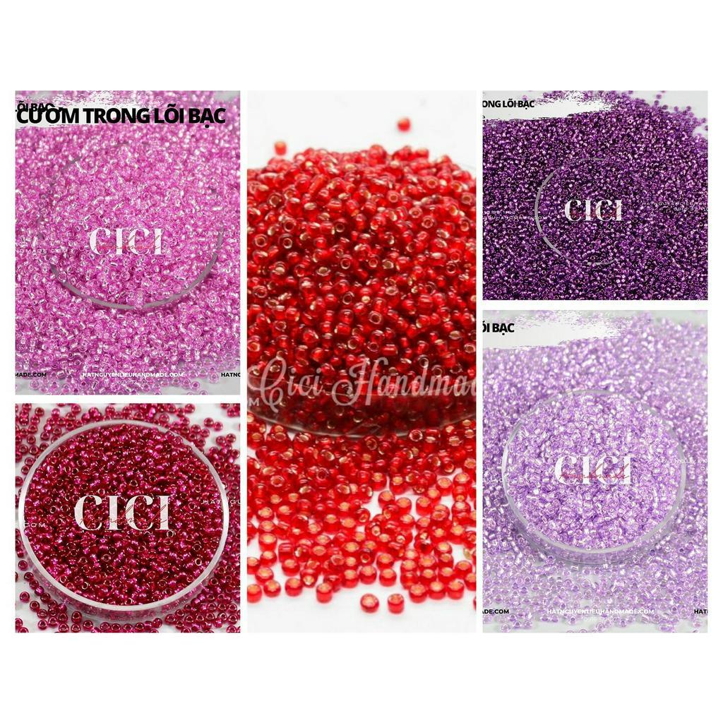 Cườm tròn LÕI BẠC siêu nhỏ 1.5mm 2mm gói lẻ 50g Cici Handmade chuyên hạt đá hạt cườm hạt đá trang sức tự làm phụ kiện