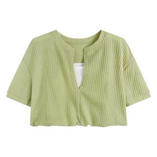 Áo croptop basic cổ tàu