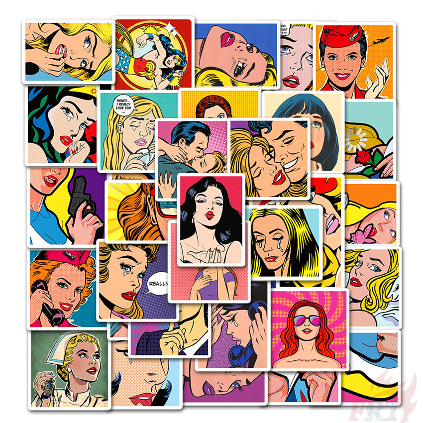 Set 50 nhãn dán nghệ thuật - Người đẹp đừng khóc Series 02 chống nước dùng trang trí thủ công DIY