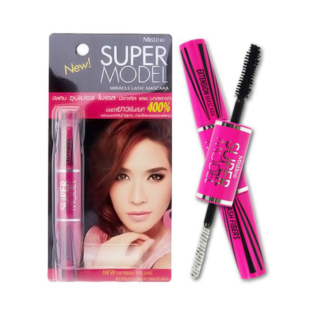 Mascara Đa Năng 2 Đầu Mistine Super Model Miracle Lash Black Mascara