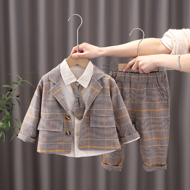 Bộ Đồ Vest Kẻ Sọc Ca Rô Kiểu Anh Thiết Kế Lịch Lãm Cho Bé Trai