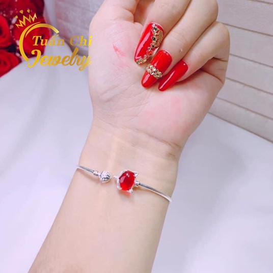 Lắc Tay Bạc Nữ  FREESHIP Vòng Tay Hồ Ly Bạc Ta Kết Hợp Đá Phong Thủy Đủ Màu Theo Mệnh Mang Lại May Mắn