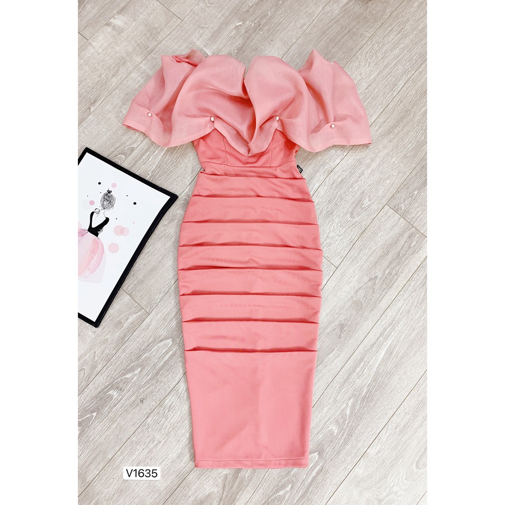 [Mã WAUP12 hoàn 15% xu đơn 150k] VÁY TRẦN VAI BODY CAM HỒNG V1635 - Đẹp Shop DVC (Kèm ảnh thật trải sàn do shop tự chụp) | BigBuy360 - bigbuy360.vn