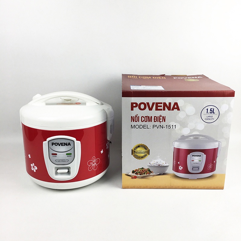 [Mã BMBAU50 giảm 10% đơn 99k] [Mã ELHADEV giảm 4% đơn 300K] Nồi Cơm Điện POVENA 1.5L PVN-1511