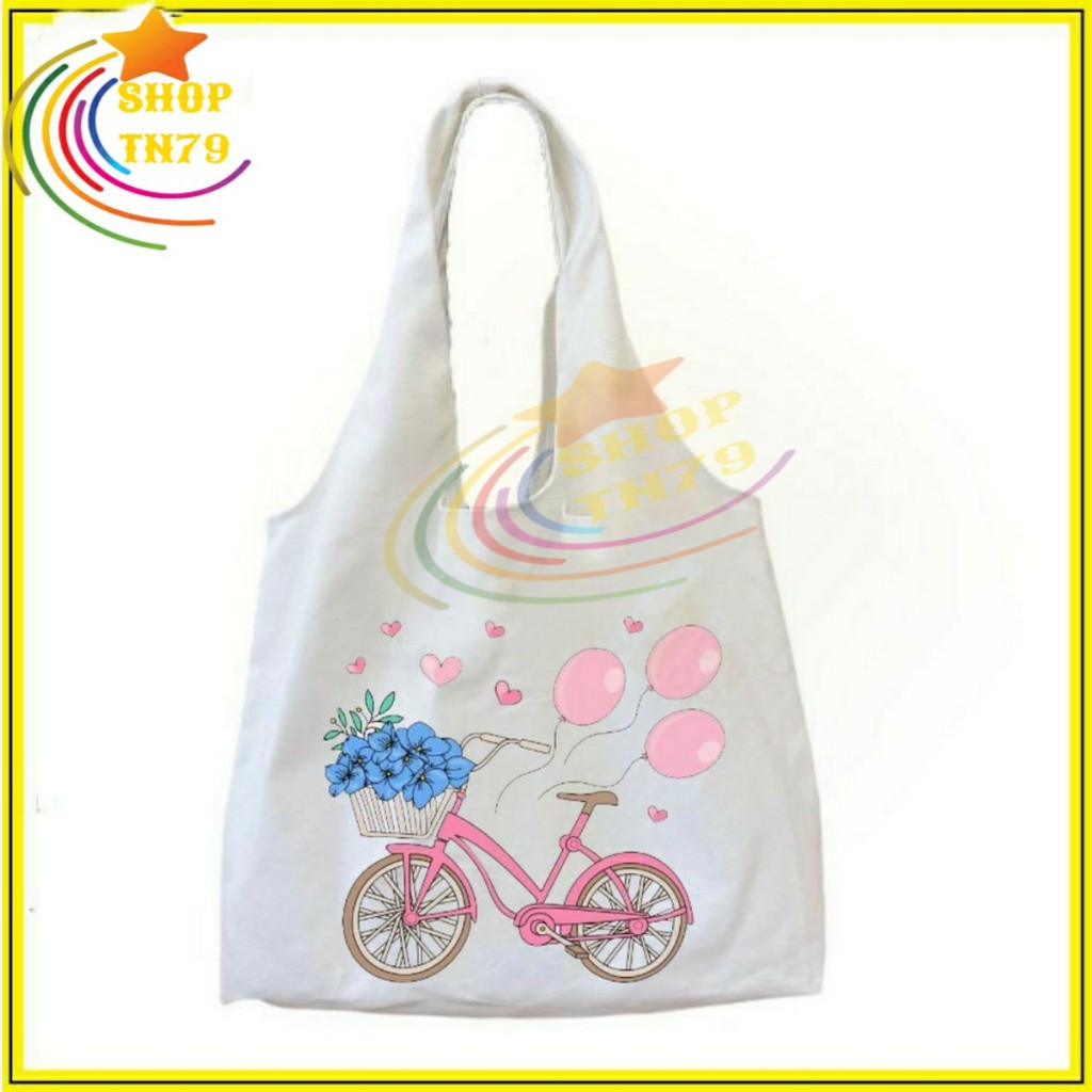 Túi đeo vai thời trang vải canvas mềm loại to đi hoc , đi chơi , đi làm đều rất đẹp - BST XE ĐẠP