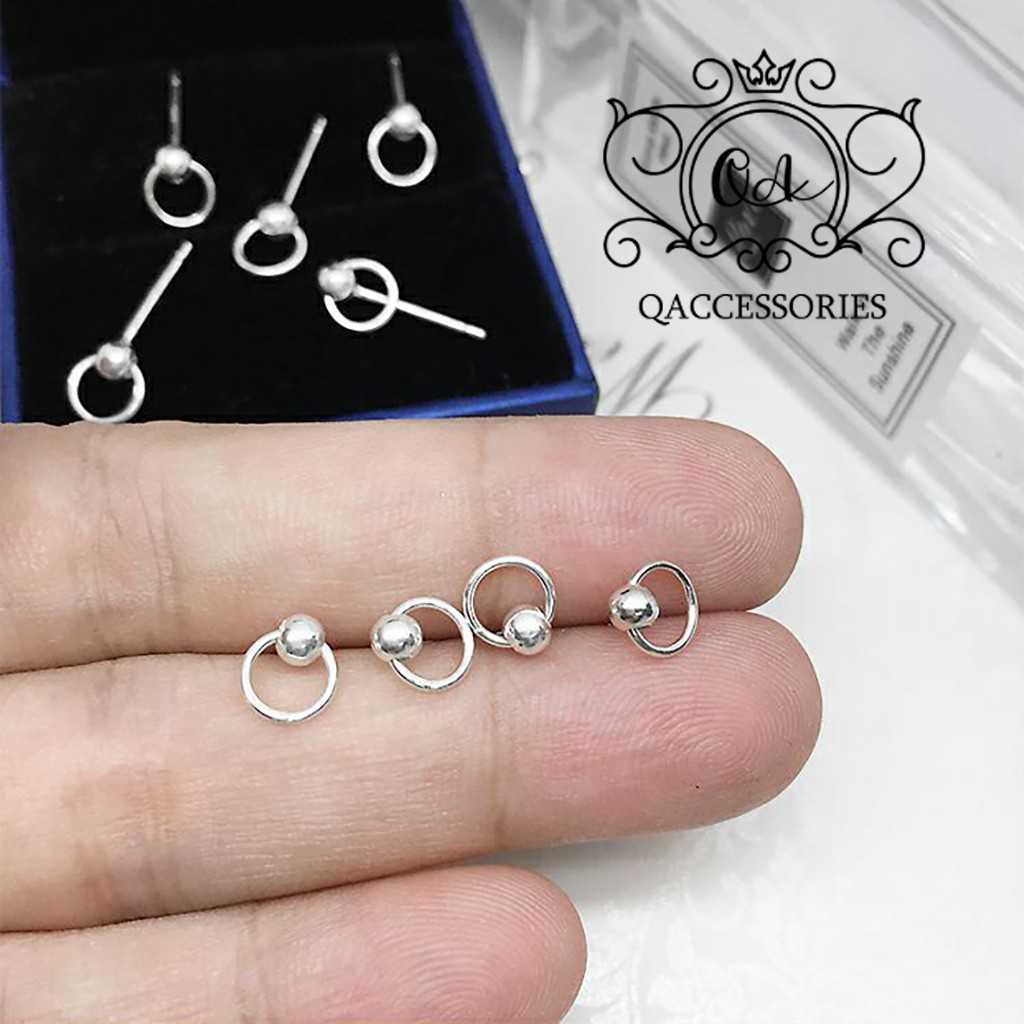 Khuyên tai bạc 925 bi vòng tròn bông nam nữ nhỏ tối giản S925 CIRCLE Silver Earrings QA SILVER EA200604