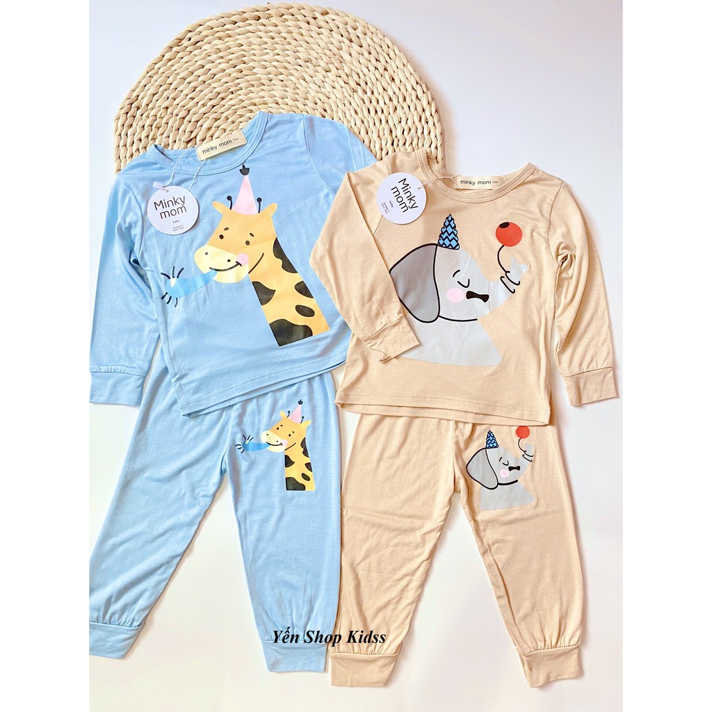 Sale !!! Bộ Dài Tay Minky Mom  Chất Thun Lạnh Họa Tiết Voi-Ngựa Hồng Dễ Thương Cho Bé (Size 7-19kg) (SP001205) | BigBuy360 - bigbuy360.vn