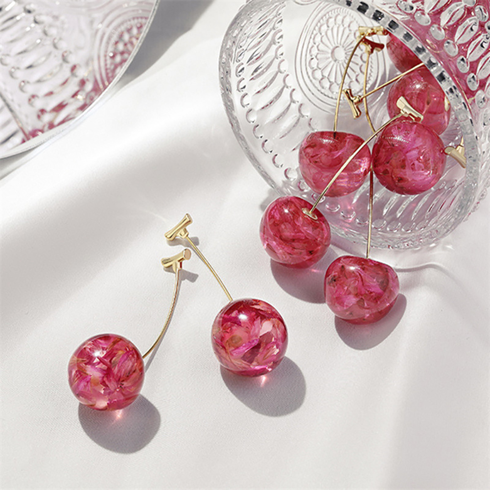 Lovestreet Acrylic Fashion Geometric Fine Sweet Cherry Women Drop Long Earrings Jewelry Gifts