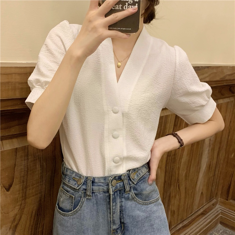 [SẴN] Áo croptop kiểu sơ mi nữ ngắn tay Ulzzang Quảng Châu ASC1