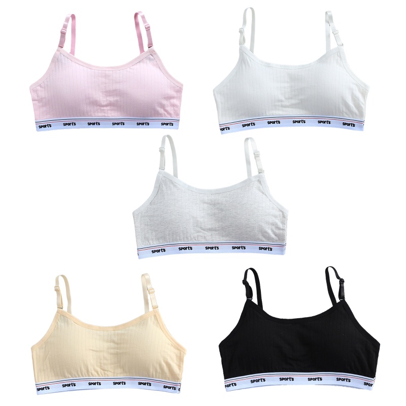 Áo Ngực Thể Thao Hai Dây Có Đệm Ngực Màu Trơn In Chữ Dành Cho Bé Gái