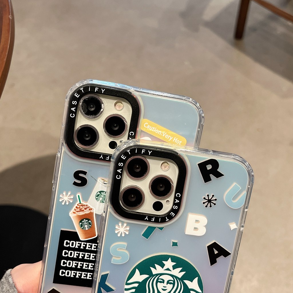 Ốp Điện Thoại TPU Màu Laser Họa Tiết Starbucks Độc Đáo Chống Trầy / Rơi / Bụi Bẩn Cho IPhone 11 13 14 Pro Max XR X / XS XSMAX