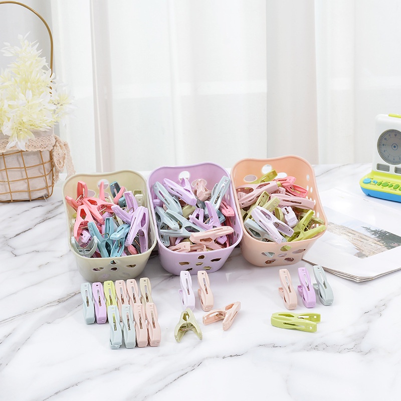 Set 30 kẹp phơi quần áo bằng nhựa kèm giỏ đựng