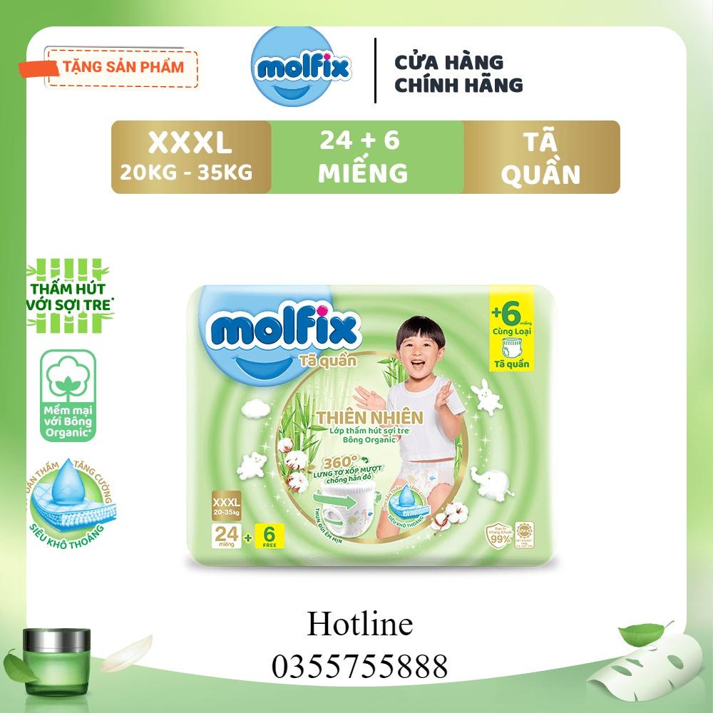 Tã Bỉm Quần Molfix Bông Organic tự nhiên đủ size M76+8 / L68+8 / XL62+8 / XXL56+8 / XXXL24+6 Cho Bé