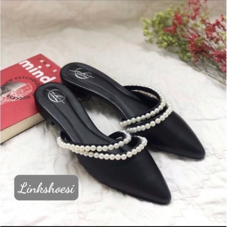 [Free Ship] Giày sabo thấp gắn hạt châu xinh xắn TT98