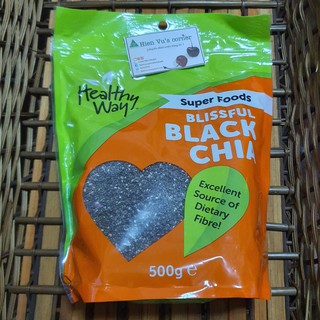 Hạt chia đen hữu cơ Úc - Healthy Way Blissful Black Chia Seed 500g bổ sung chất sơ