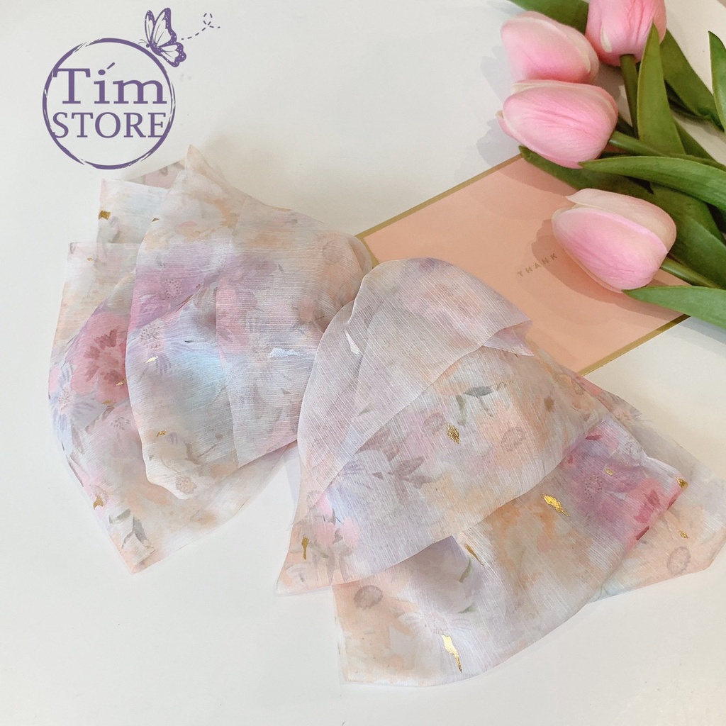 Kẹp tóc voan  chiffon cầu vồng TIMSTORE bigsize mềm mịn thời trang hottrend phong cách hàn quốc
