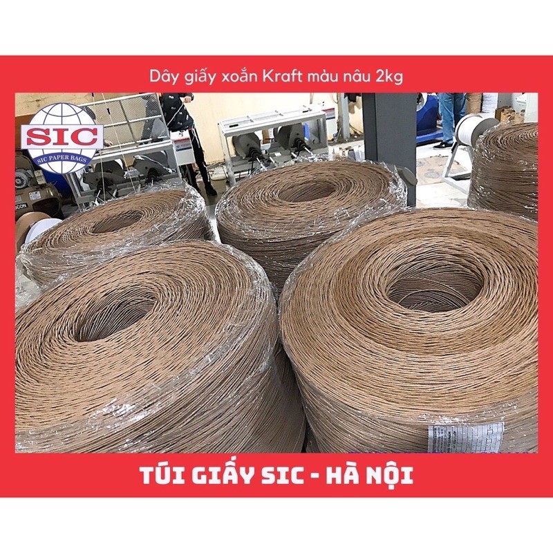Sét 2kg Dây xoắn giấy mầu nâu, mầu trắng