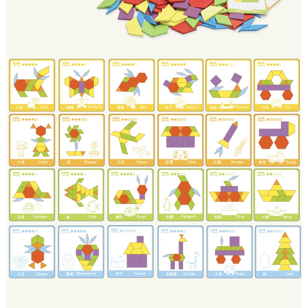 Đồ chơi thông minh - Bộ Xếp Hình Sáng Tạo PATTERN BLOCKS 130 chi tiết