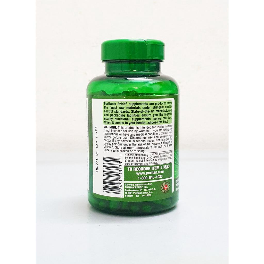 Saw Palmetto 450mg chai 200 viên hãng Puritan’s Pride từ Mỹ. Chống Phì Đại Tuyến Tiền Liệt