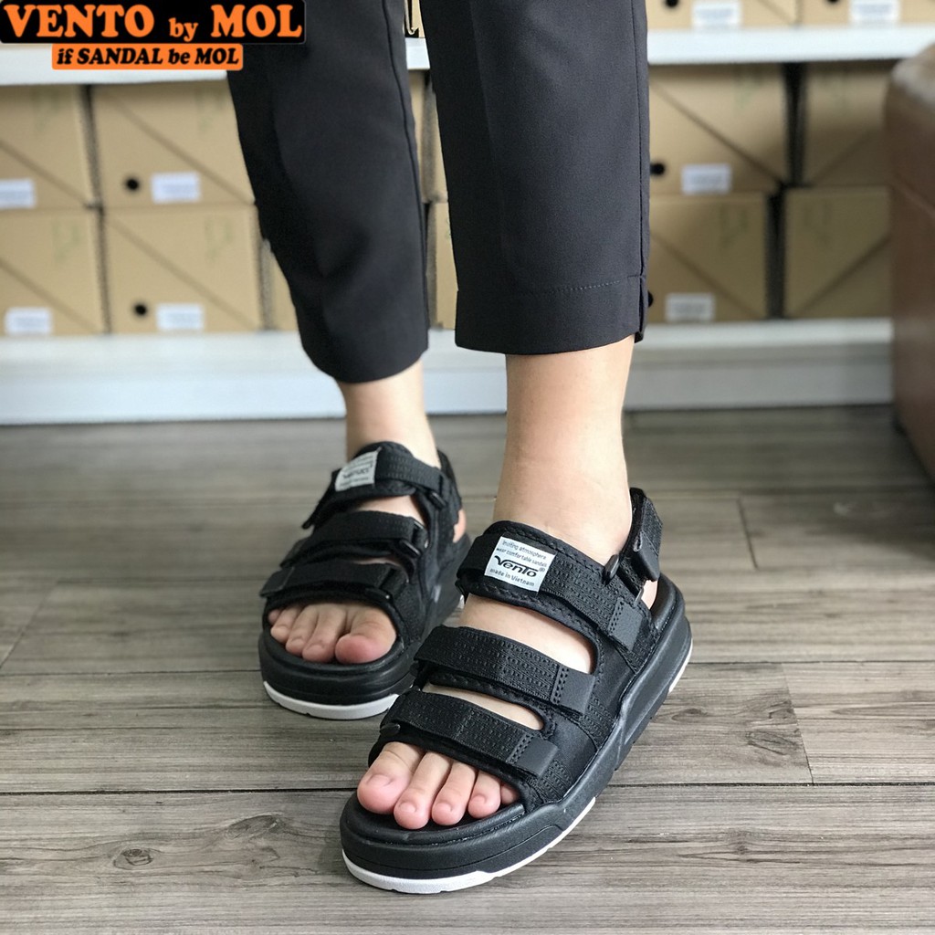 Giày Sandal Vento Unisex Nam Nữ 3 Quai Ngang Êm Bền Phù Hợp Đi Học Đi Làm Đi Du Lịch Màu Đen Trắng Mã NV1001