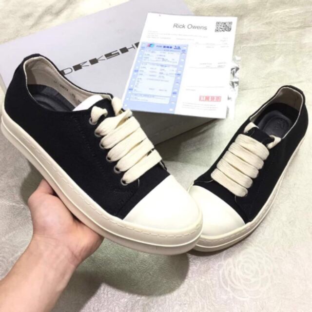 Giày Rich Owen đen cổ thấp đế có mùi thơm