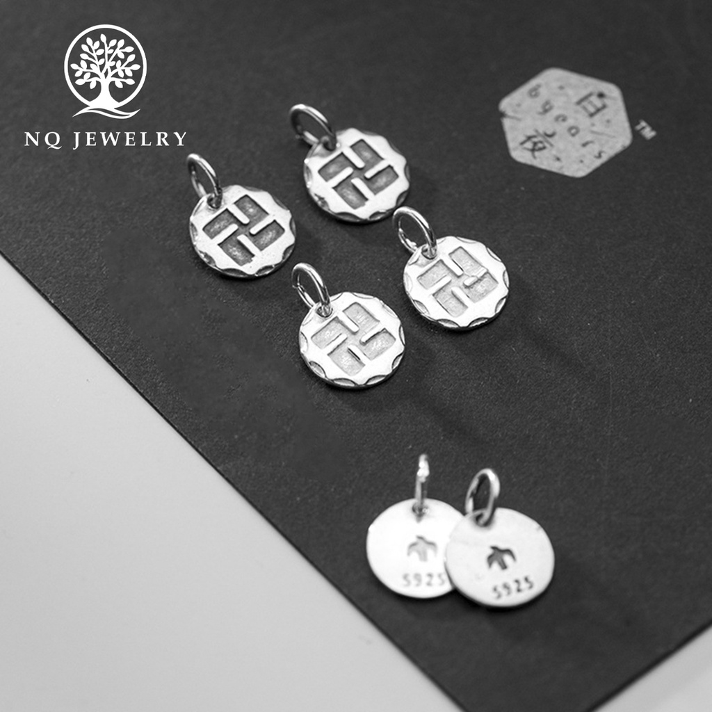 Charm bạc hình chữ vạn treo - NQ Jewelry