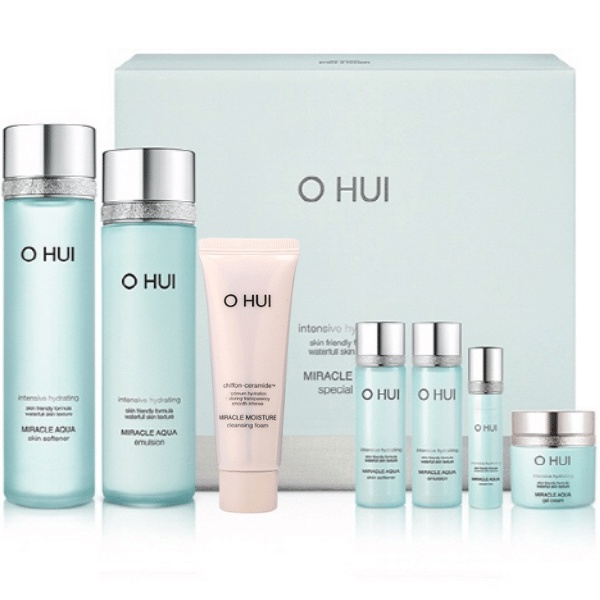 Bộ Dưỡng Dành Cho Da Dầu Ohui Miracle Aqua Special Set 6pcs Phù Hợp Da Thiếu Độ Ẩm, Da Dầu Nhưng Mất Nước,