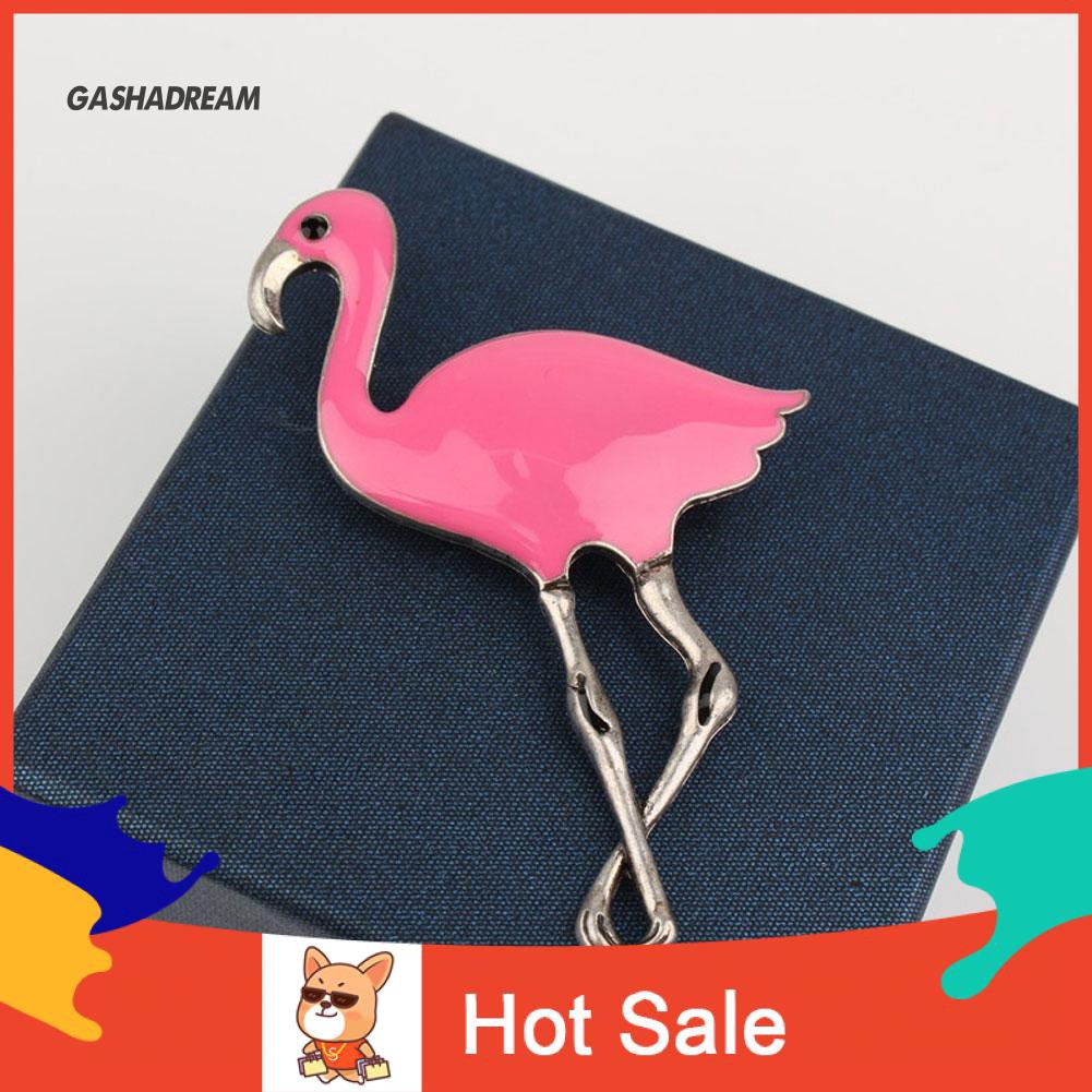 ♉GD Women Fashion Enamel Cute Flamingo Shape Brooch Pin Dress Scarf Jewelry Gift