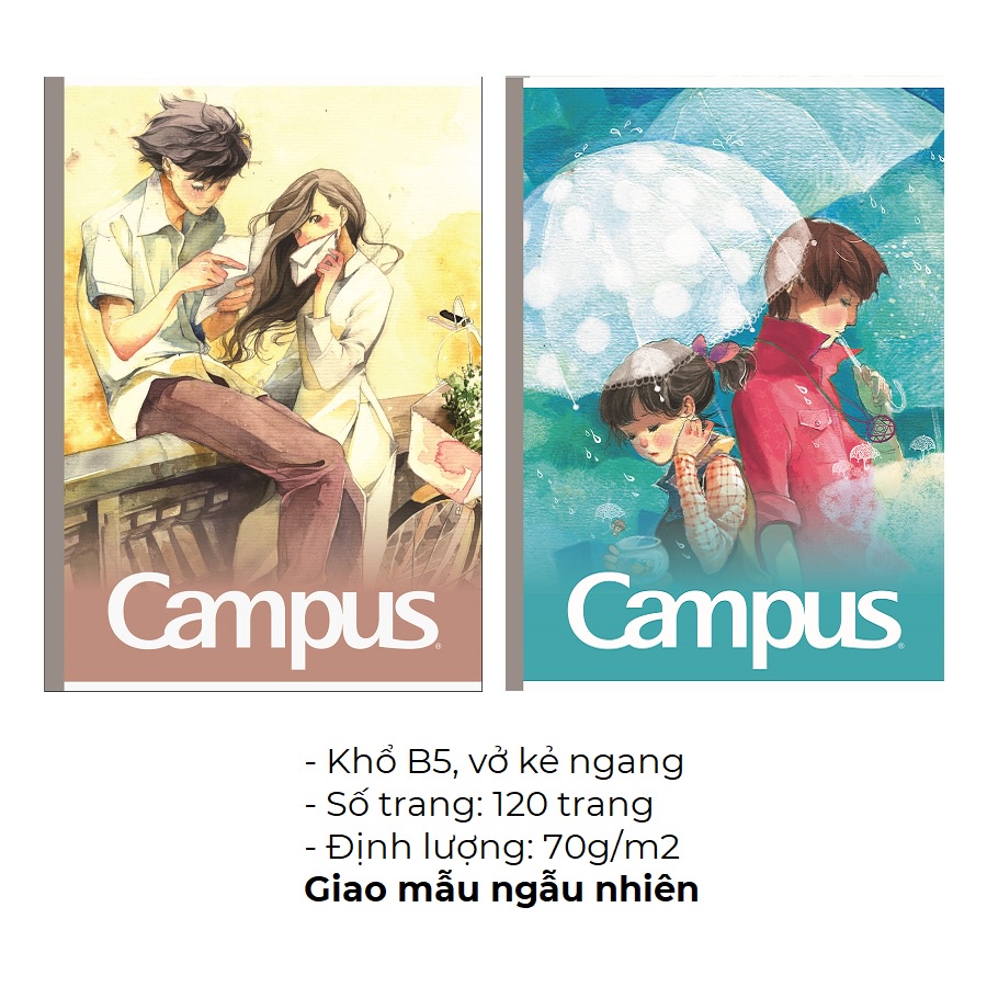 Vở Campus Kẻ Ngang Khổ B5 120 Trang