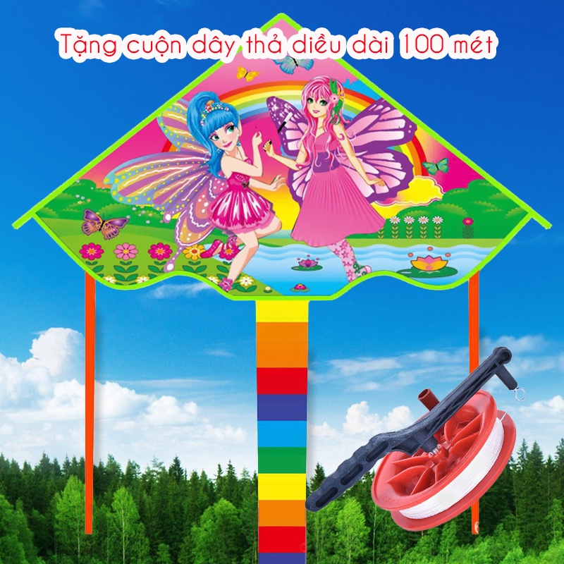 Diều Thả Dài 150cm Đại Bàng Doremon Công Chúa Mặt Cười Hoạt Hình Kèm Cuộn Dây 100 mét Legaxi