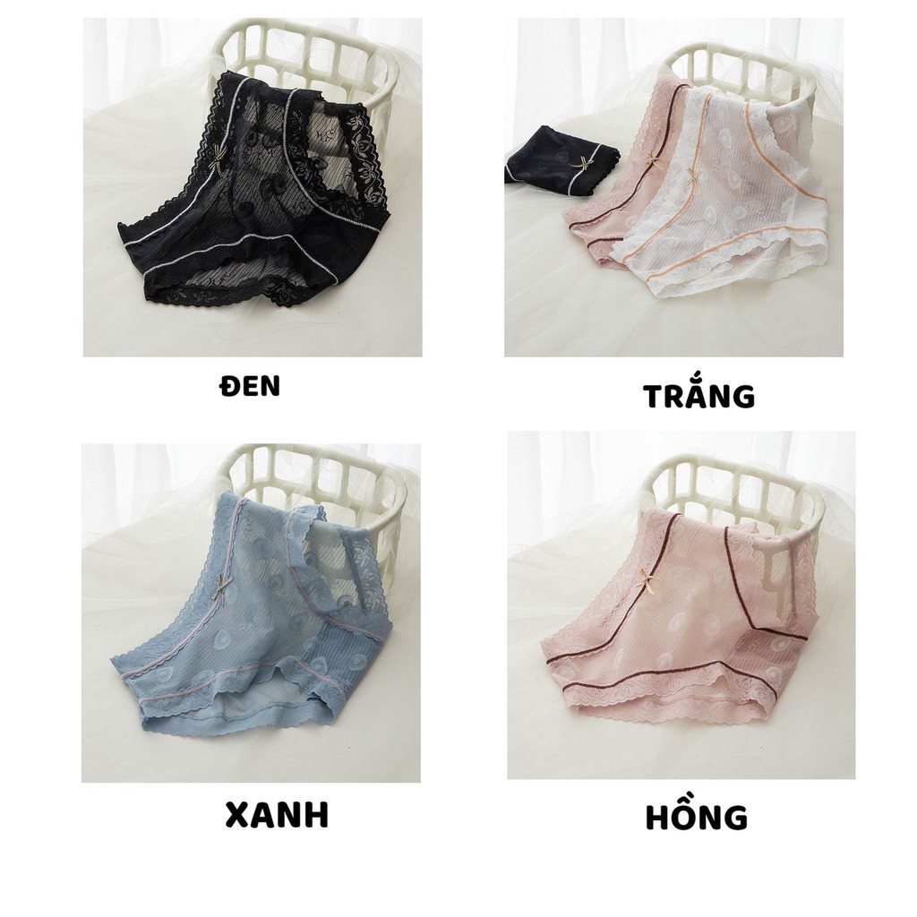 Quần Lót Nữ ❤️FREESHIP❤️ Quần Lót Ren xuyên thấu mềm mại thoáng mát đính nơ nhỏ mã H1016