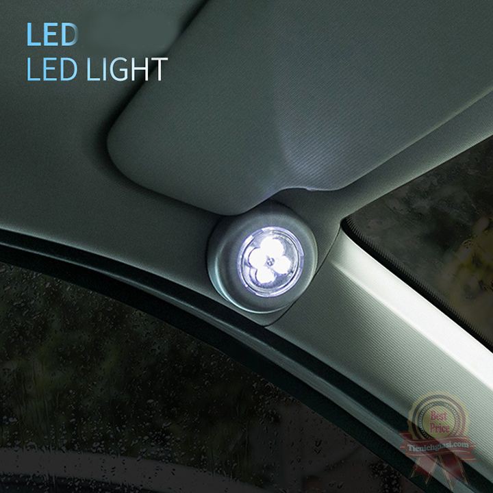 Đèn led dùng pin dán tường cầu thang | Bóng led 4 bóng siêu sáng dán trần xe hơi ô tô