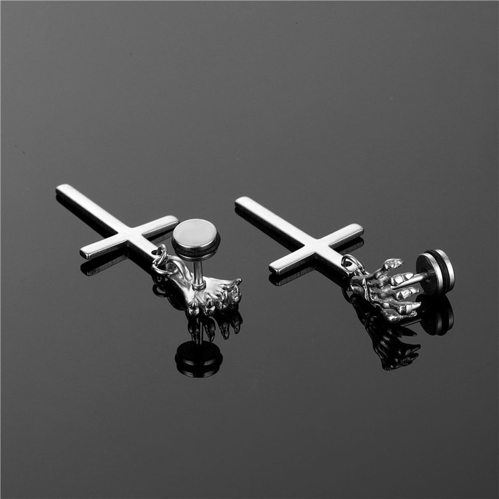 KENTON Cool Dangle Earrings Punk Scorpion Cross Earrings Women Pendant Stainless Steel Men Gothic Hip Hop Fashion Jewelry