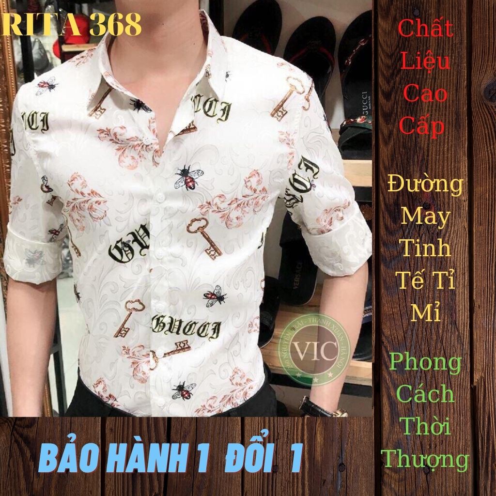 Áo Sơ Mi Nam Dài Tay Chất Lụa Phối Họa Tiết In 3D Khóa Ong Chữ( kèm hình thật)-shopgiare1995