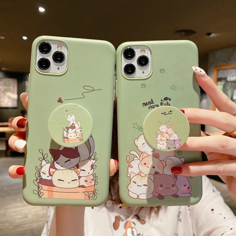 Ốp điện thoại in hình mèo dễ thương cho iPhone 6 6s 7 8 Plus X Xr Xs Max 11 12 Pro Max Se 2020