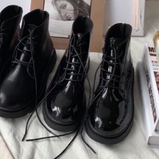 Boot cổ cao Martin Gót Vuông đen nhám, đen bóng phong Cách Hàn Quốc chất đẹp