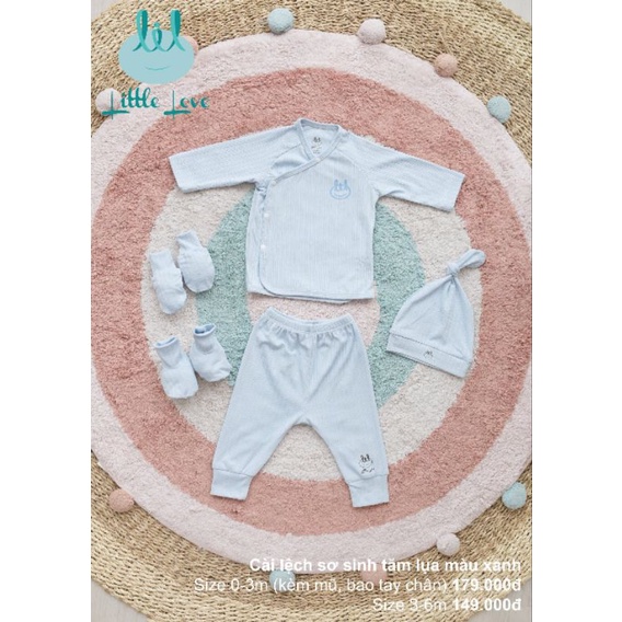 Lil little love - Bộ dài tay cài chéo tăm lụa cho bé 3-7kg