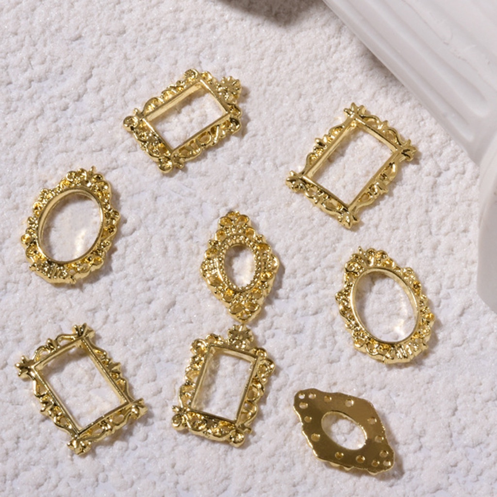 Set 5 Phụ Kiện Trang Trí Móng Tay 3D Bằng Hợp Kim Thiết Kế Đục Lỗ Phong Cách Vintage