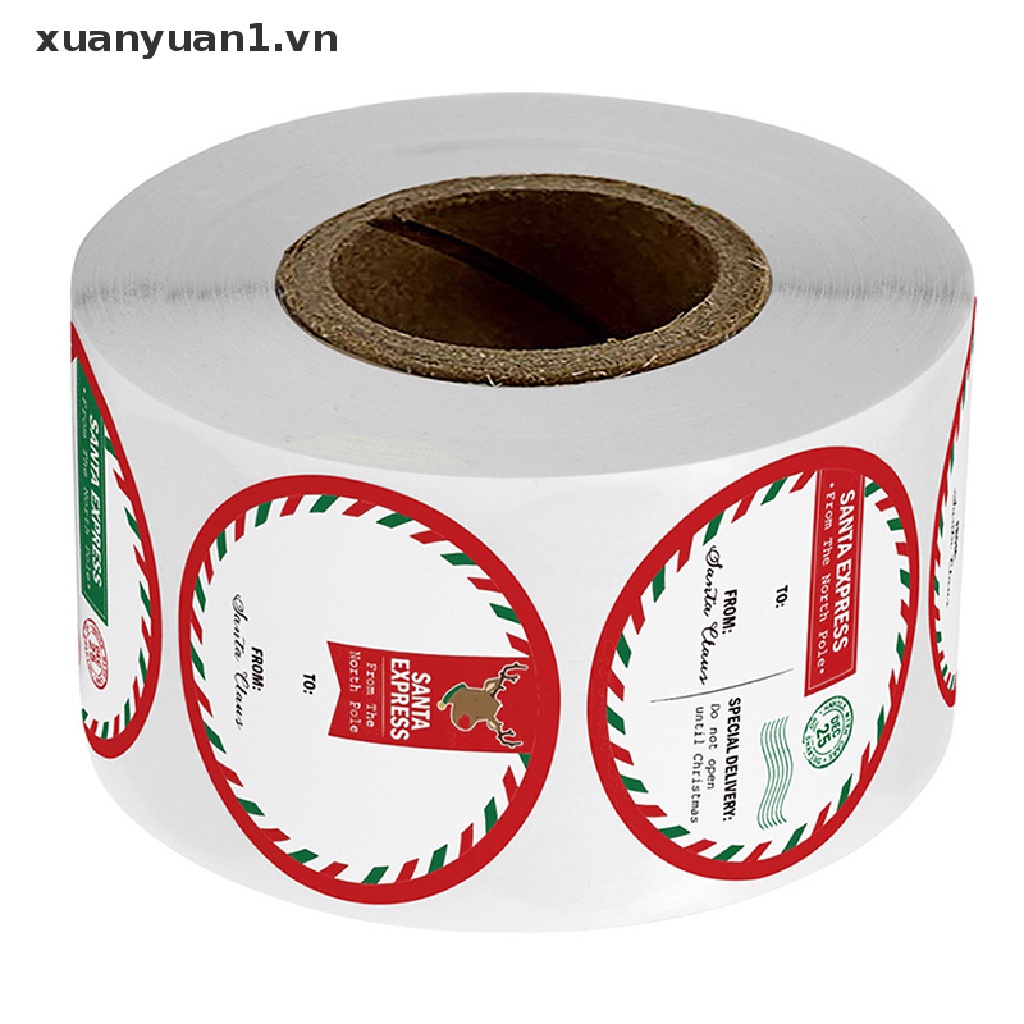 Cuộn 500 Miếng Dán Trang Trí Giáng Sinh In Chữ Thank You Xinh Xắn