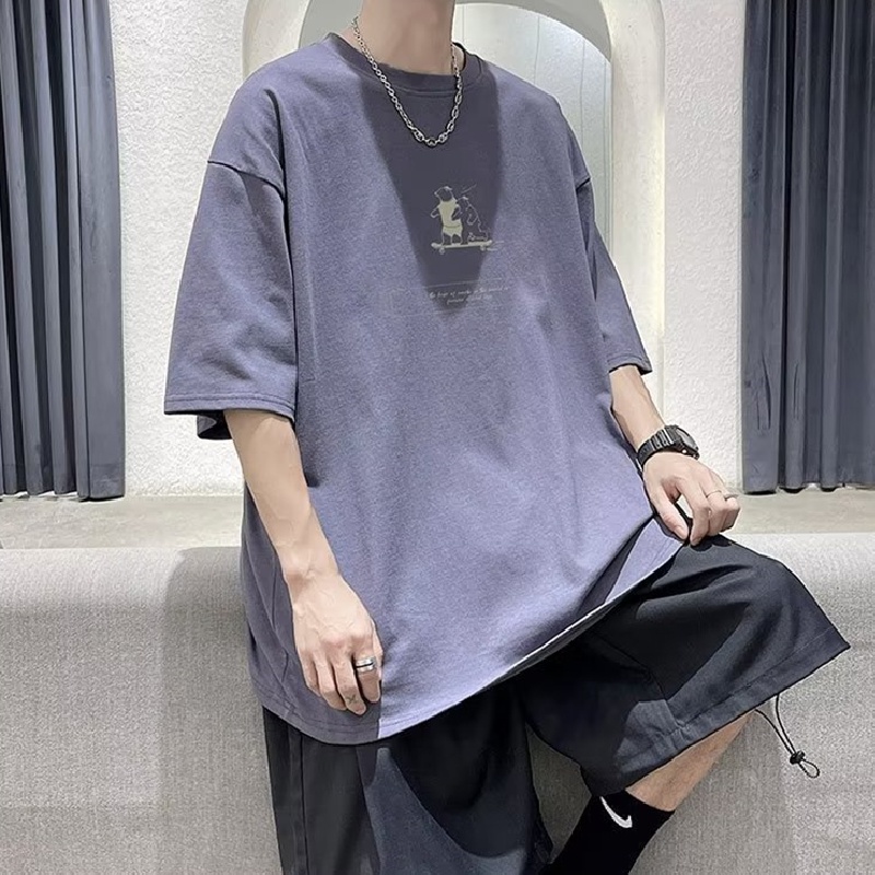 Áo Thun Dáng Rộng In Họa Tiết Hoạt Hình Phong Cách Hồng Kông Thời Trang Cho Nam Và Nữ [M-8XL]