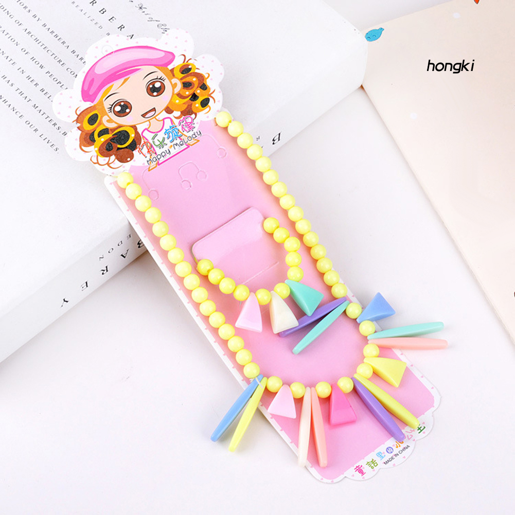 Bộ Vòng Tay / Vòng cổ Chuỗi Hạt Nhiều Màu Sắc Xinh Xắn Cho Bé Gái