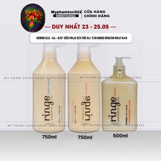 Combo Gội Xả Hấp Siêu Phục Hồi Tóc Hư Tổn RINGO KERATIN Nhật Bản - ringo chính hãng