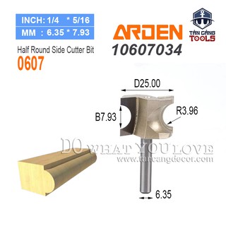 Mũi router bán nguyệt đánh chỉ lồi arden r3.96 cốt 6.35 mm