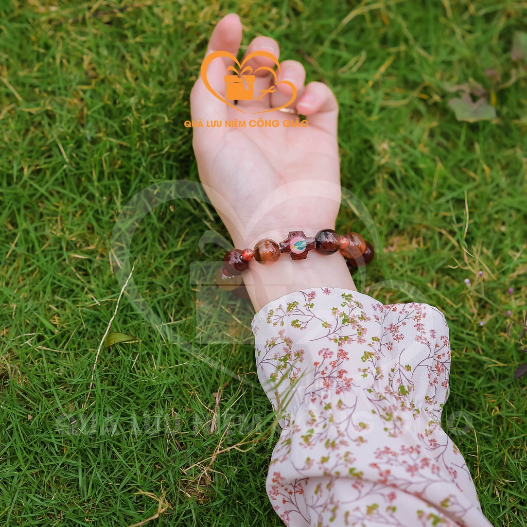 Chuỗi mân côi đá nhiều màu cách đá 14 li Quà Lưu Niệm Công Giáo