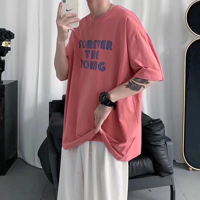 Áo Thun Tay Ngắn Dáng Rộng In Chữ Thời Trang Mùa Hè Cho Nam Và Nữ Size M-8XL