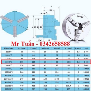 Mâm cặp 3 chấu 130mm K11-130