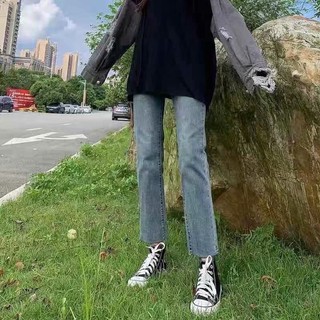Quần jeans nữ ống đứng lưng cao phong cách hàn quốc