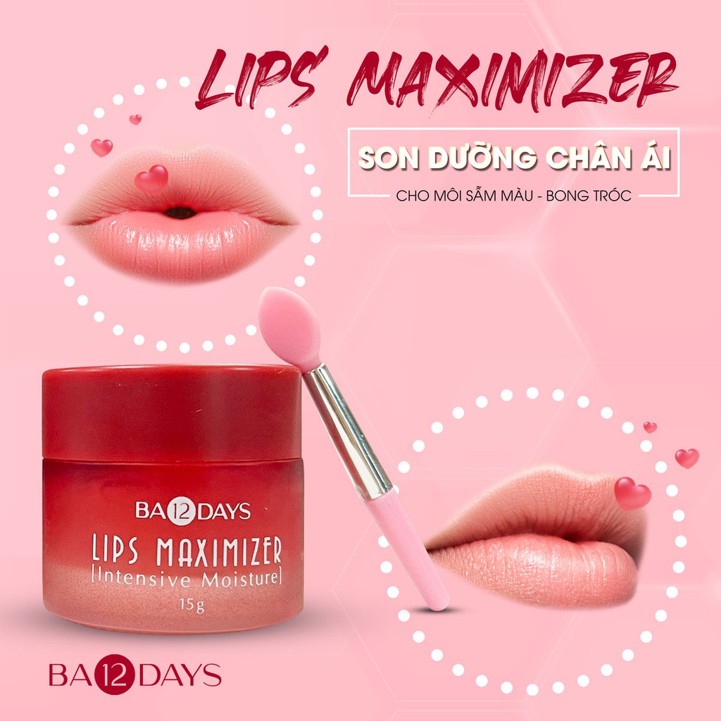 Son dưỡng môi Lips Maximizer - Ba12days Cosmetics  - 3 trong 1 tẩy tế bào chết, dưỡng ẩm, chống nắng cho môi