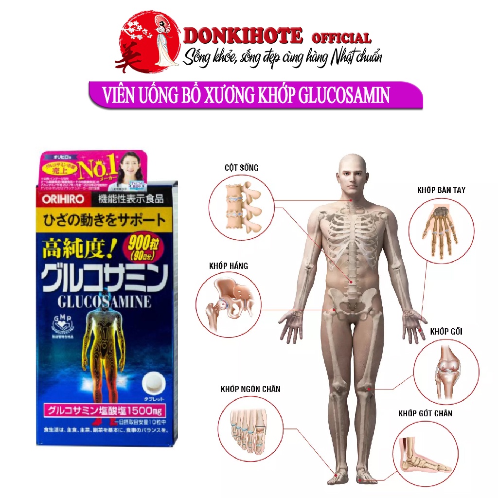 Bổ xương khớp, viên uống glucosamine Orihiro Nhật Bản 900 viên