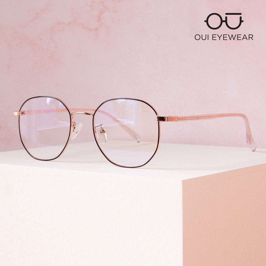 Gọng kính cận kim loại đa giác bo tròn CK0018